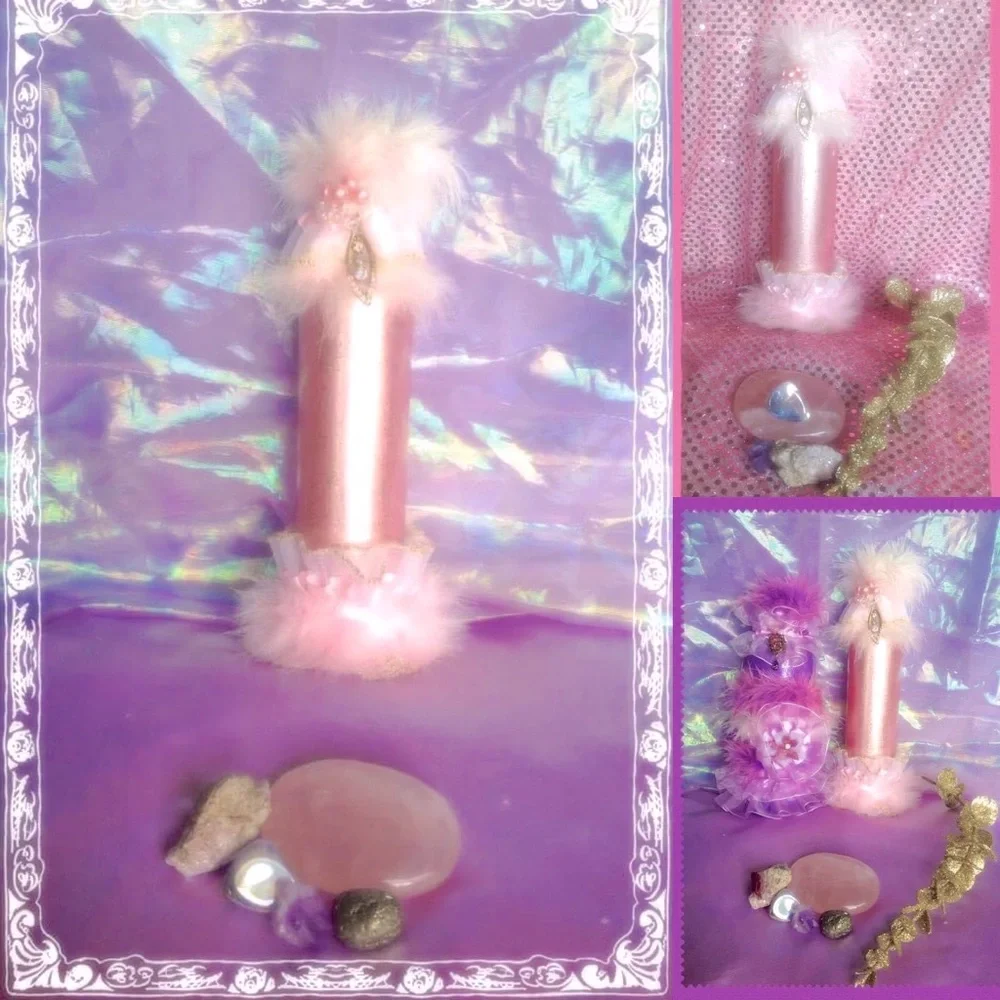 Bridal Gift Hand  Crafted Upcycled JeweledGlass Gypsy Bottle Sparkling Pink - Picture 4 of 4